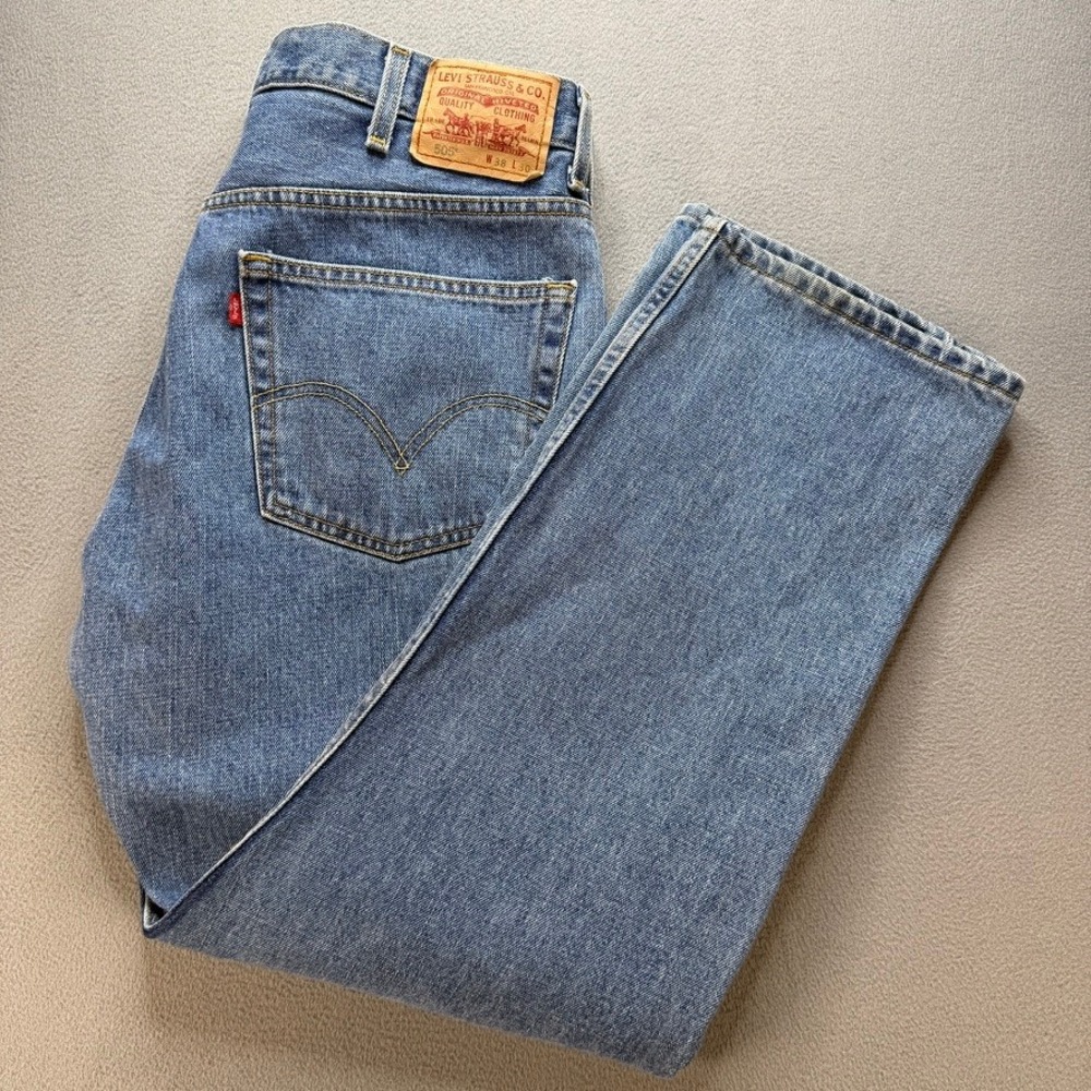 Levi's 505 Regular Fit Straight Leg Jeans W38 L30‎ (FIT36x28) Blue Denim Y2K